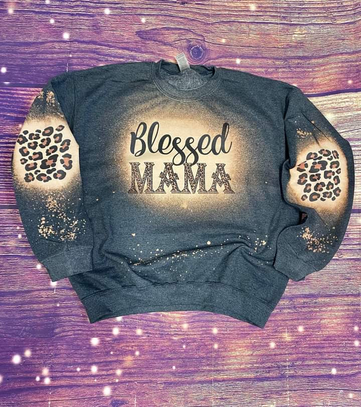 Blessed Mama Bleached Cheetah Sweatshirt