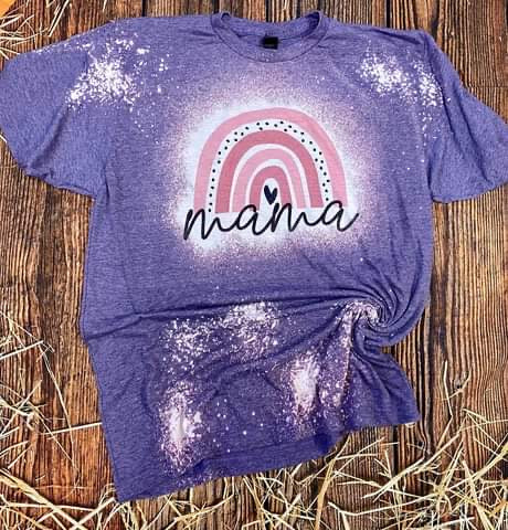 Mama Rainbow Bleached Tee