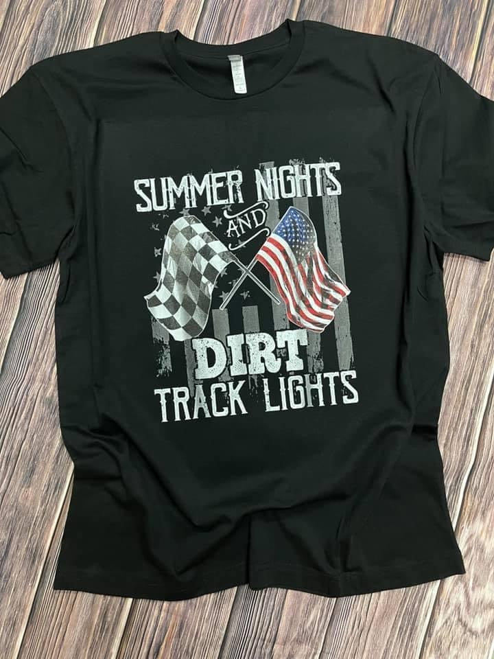 Summer Nights And Dirt Track Lights Moto Racing T-Shirt