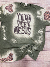 Load image into Gallery viewer, Y’all need Jesus | Y’all Need Jesus Bleach Tee | Leopard Spot Tee | Bleach Shirt
