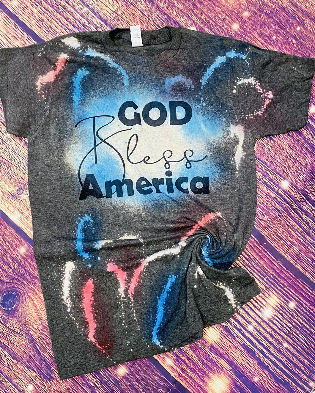 God Bless America patriotic reverse tie dye Tee