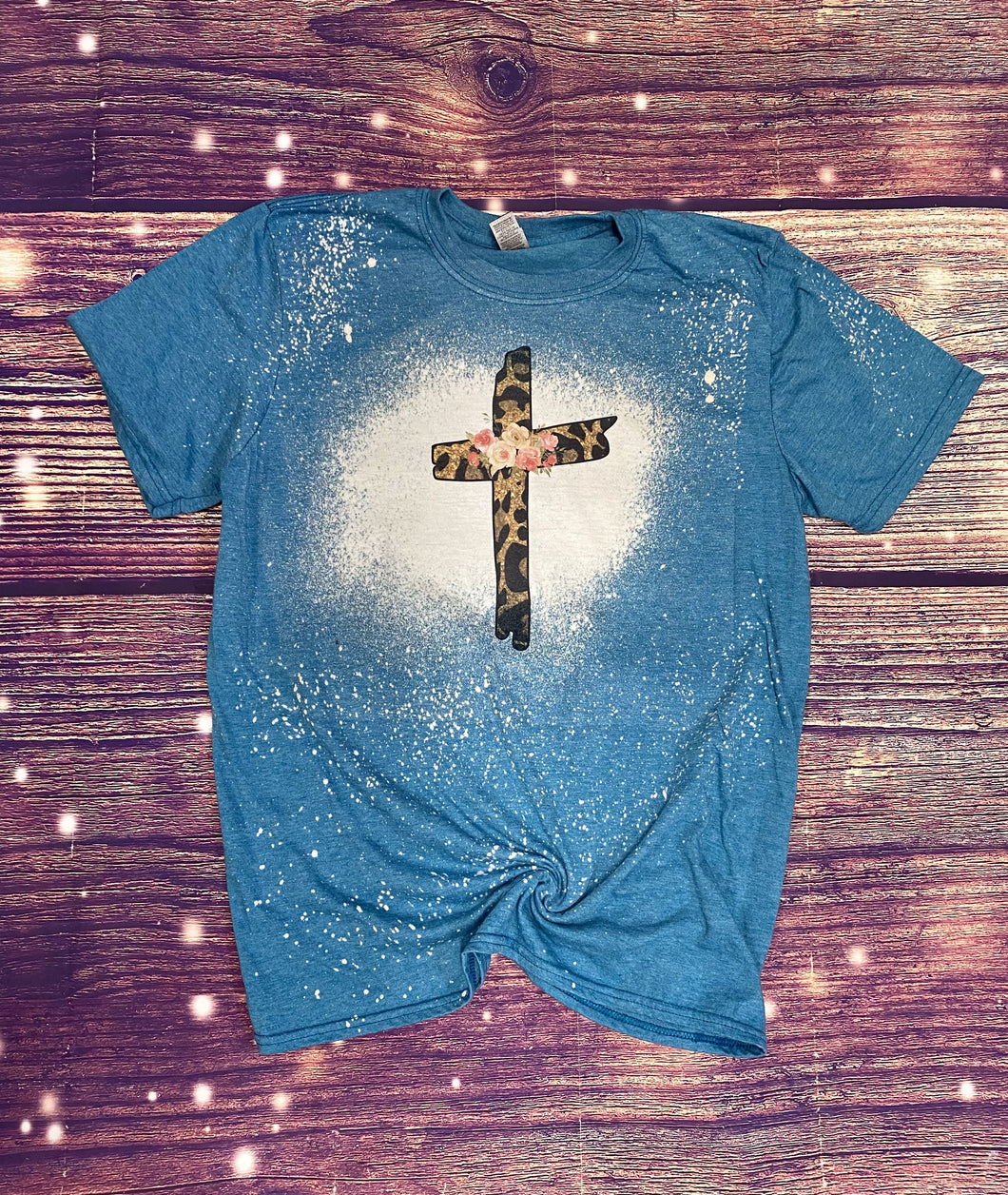 Cheetah floral cross Bleach Tee