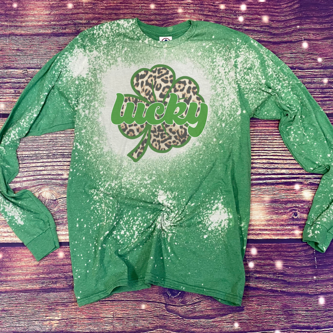 St. Patrick’s lucky clover bleach long sleeve shirt