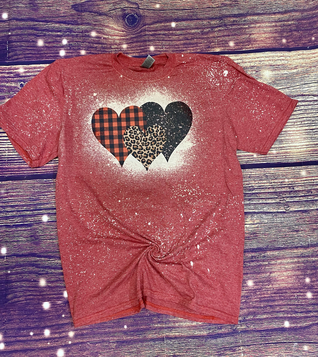 Leopard plaid black hearts Bleach Tee