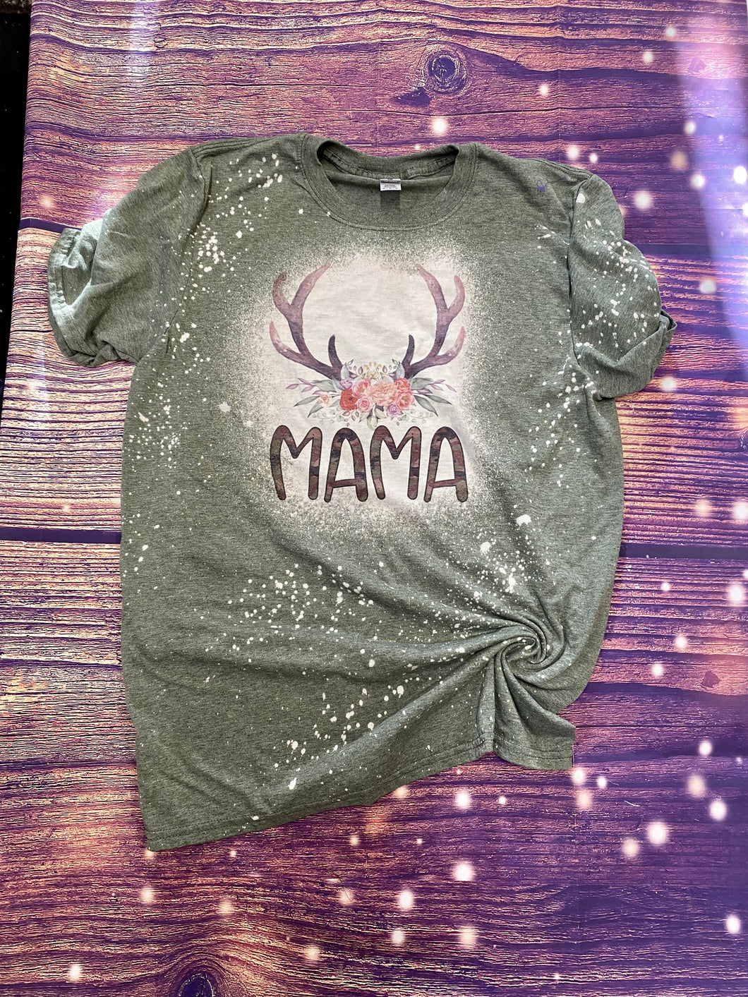 Camo mama floral Antlers Bleach Tee