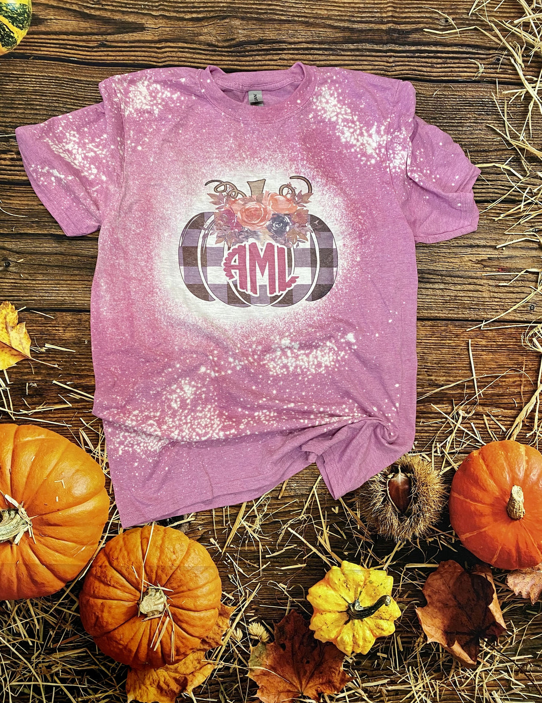 Plaid Pumpkins Monogram Bleach Tee | Bleach Shirt