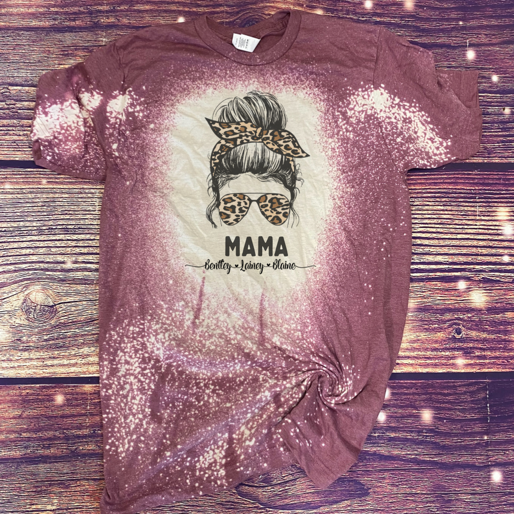 Personalized Mama leopard Bleach Tee